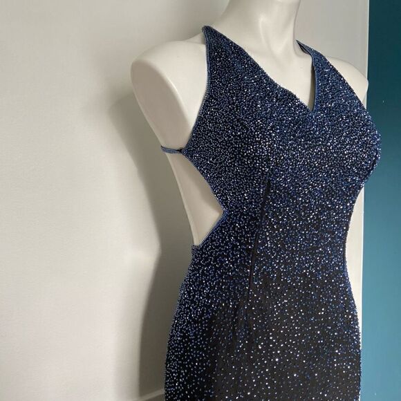 Scala Y2K Fully Beaded Silk Formal Dress Prom - Picture 8 of 15